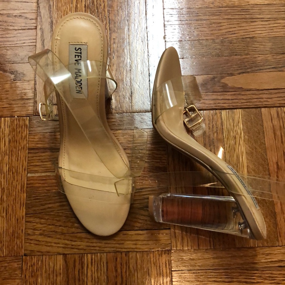 Steve Madden clear block heeled sandal